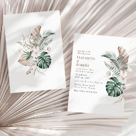 Invitación Orquídea tropical Boho y Boda de Monstera