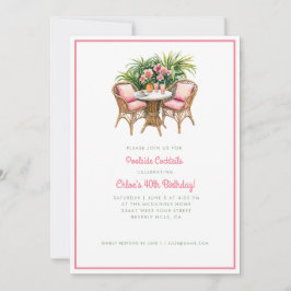 Invitación Orquídea tropical con sillas de ratán | Fiesta de