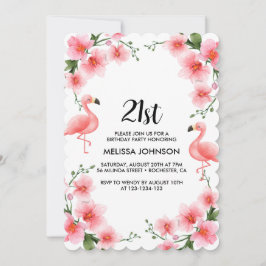 Invitación Orquídea tropical Flamingo rosa 21º cumpleaños