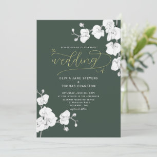 Invitación Orquídea verde jaula moderna formal en un solo Bod