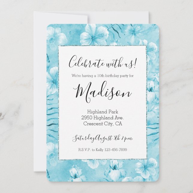 Invitación Orquídeas blancas acuáticas tropicales Hibiscus Fl (Anverso)