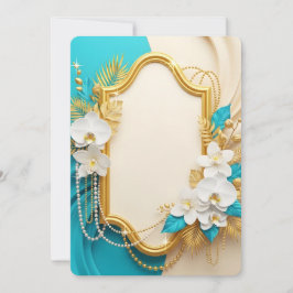 Invitación Orquídeas Blancas Elegantes Marco Dorado