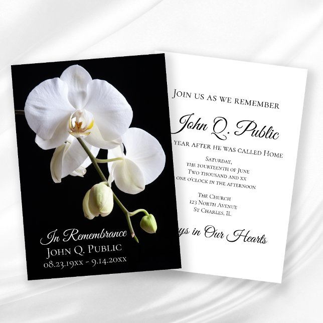 Invitación Orquídeas blancas en aniversario de muerte negra (Subido por el creador)