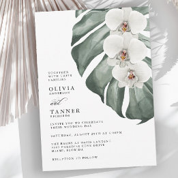 Invitación Orquídeas blancas en el Boda tropical de Monstera