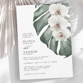 Invitación Orquídeas blancas en el Boda tropical de Monstera