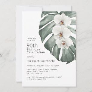 Invitación Orquídeas blancas en el cumpleaños 90 de Monstera 