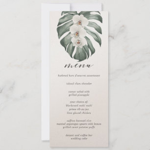 Invitación orquídeas blancas en el menú Boda tropical de Mons