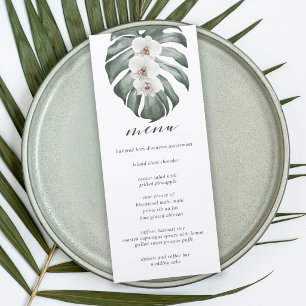 Invitación Orquídeas Blancas en Monstera Menú de Boda Tropica