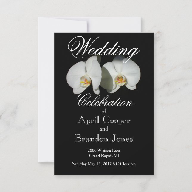 Invitación Orquídeas blancas floral tropical (Anverso)
