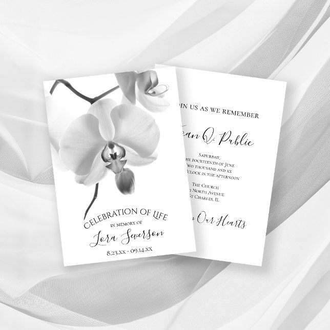 Invitación Orquídeas blancas negras en la celebración de la v (Subido por el creador)