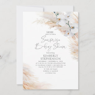 Invitación Orquídeas Blancas Pampas Sorpresa Baby Shower