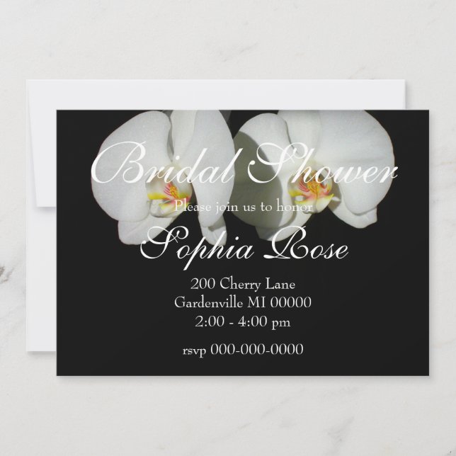 Invitación Orquídeas blancas románticas, foto floral tropical (Anverso)