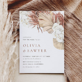 Invitación Orquídeas Blancas y Hojas de Palma Secas Boda Boho