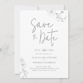 Invitación Orquídeas Boda Caligrafía Moderna Guardar la Fecha