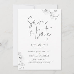Invitación Orquídeas Boda Save the Date Caligrafía Moderna