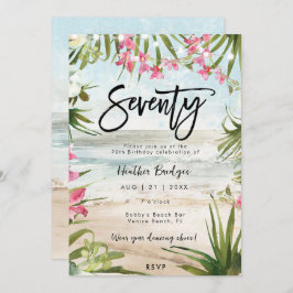 Invitación orquídeas de playa tropical para 70 años