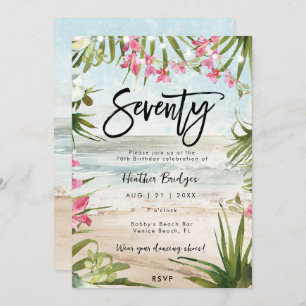 Invitación orquídeas de playa tropical para 70 años