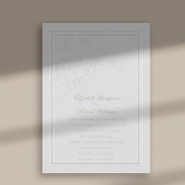 Invitación Orquídeas Formal Clásico Marfil Arte Dibujado Boda