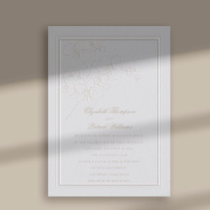 Invitación Orquídeas Formal Clásico Marfil Arte Dibujado Boda