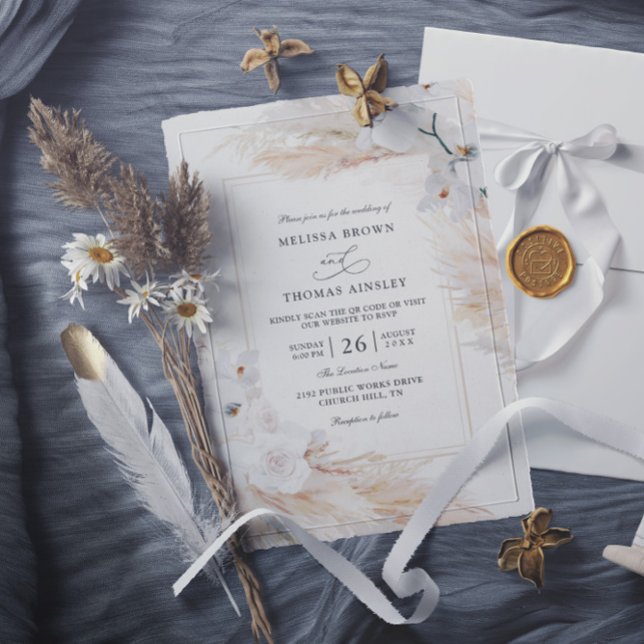 Invitación Orquídeas Hierba de Pampas Presupuesto Código QR B (Subido por el creador)
