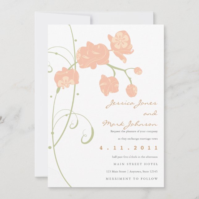 Invitación Orquídeas pálidas (Anverso)