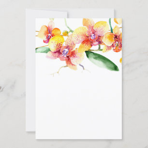 Invitación Orquídeas rojas y amarillas Boda en blanco