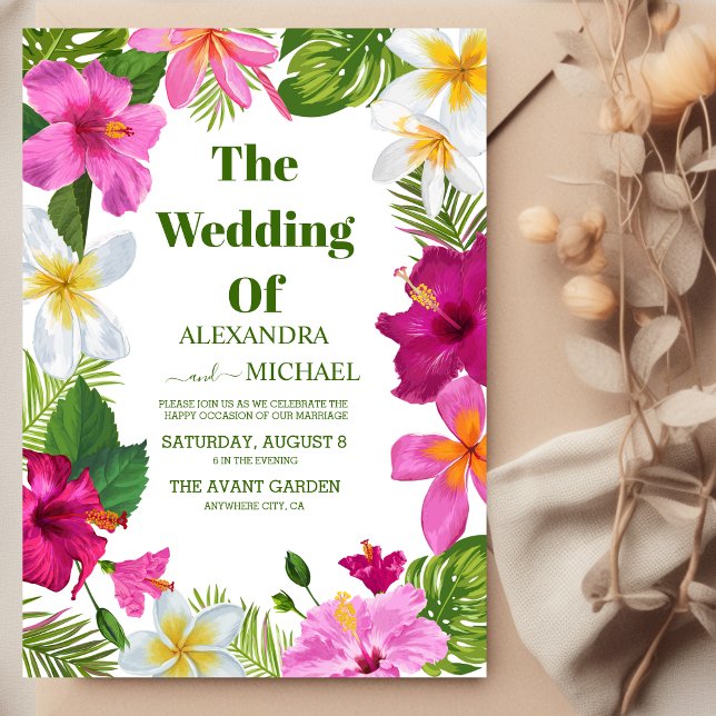 Invitación Orquídeas rosadas calientes en Boda tropical de Mo (Subido por el creador)