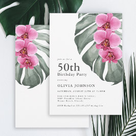 Invitación Orquídeas rosadas calientes Tropical 50 cumpleaños