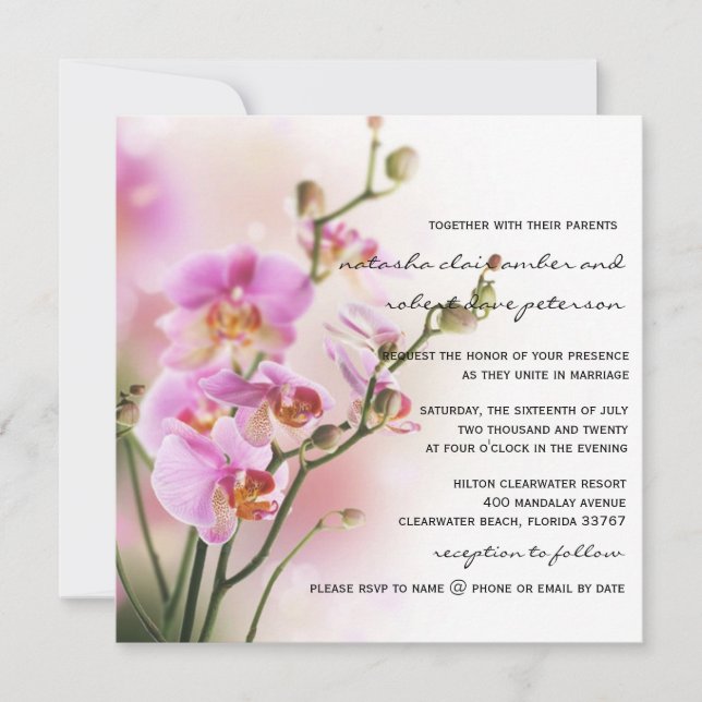 Invitación Orquídeas rosadas románticas que casan la (Anverso)