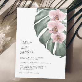 Invitación orquídeas rosas en el Boda del paraíso tropical de