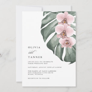 Invitación orquídeas rosas en el Boda del paraíso tropical de