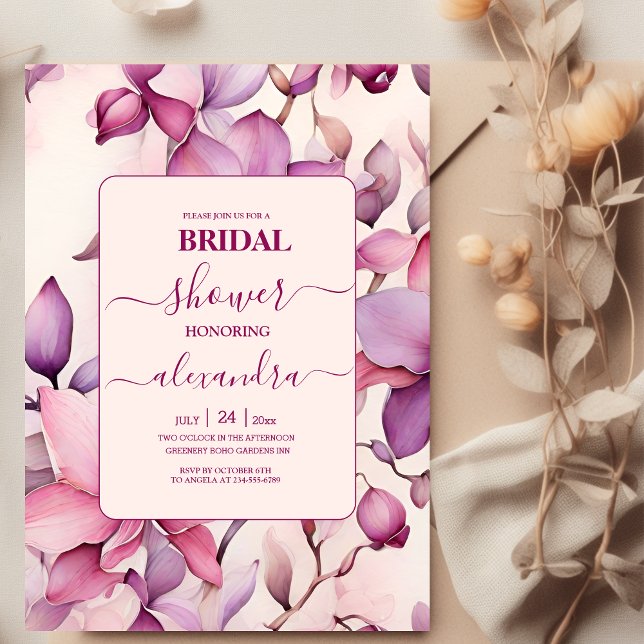 Invitación Orquídeas rosas Floral Bridal Shower (Subido por el creador)