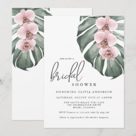 Invitación Orquídeas rosas Paraíso tropical Ducha de novias