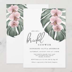 Invitación Orquídeas rosas Paraíso tropical Ducha de novias