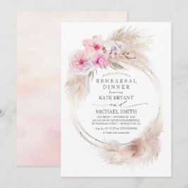 Invitación Orquídeas rosas y pampas Ensayos de Grass Cena