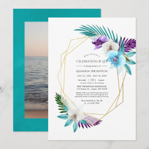 Invitación Orquídeas Tropicales Celebración Geométrica de la 