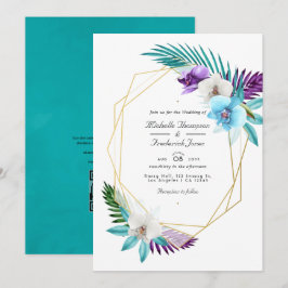 Invitación Orquídeas Tropicales Código QR Geométrico RSVP Bod
