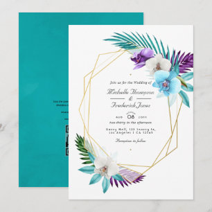 Invitación Orquídeas Tropicales Código QR Geométrico RSVP Bod