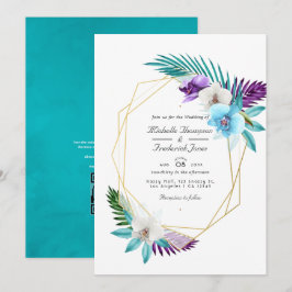 Invitación Orquídeas Tropicales Geométricas Código QR RSVP Bo