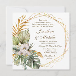 Invitación Orquídeas Tropicales Palmas Boda cristiano floral