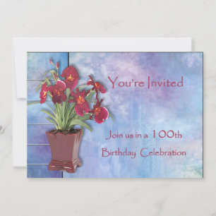 Invitación Orquídeas y acuarela Cumpleaños 100