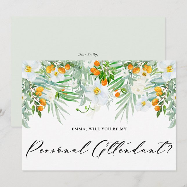 Invitación Orquídeas y Kumquats Sean Mi Asistente Personal (Anverso / Reverso)
