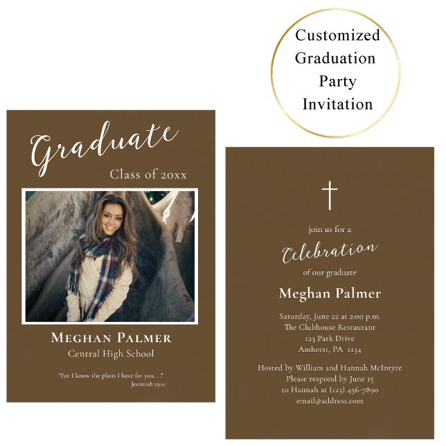 Invitación Orthodox Christian Simple Rustic Graduation Party  (Subido por el creador)