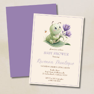 Invitación Oruga Adorable con Nombre Personalizado Cumpleaños
