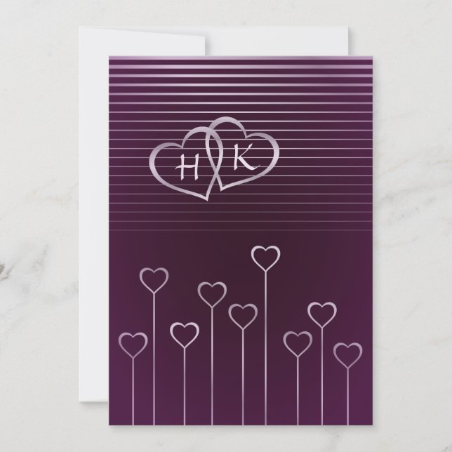 Invitación oscura de la boda del corazón de la (Anverso)