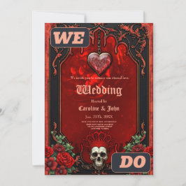 Invitación Oscuridad real, corazón gótico y cráneo