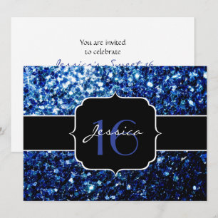Invitación Oscuro Azul profundo brillante purpurina chispa Sw