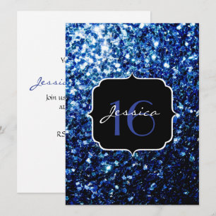 Invitación Oscuro Azul profundo brillante purpurina chispa Sw