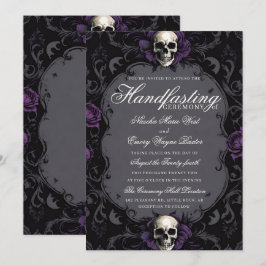 Invitación Oscuro Boho Floral Gótico Cráneo Handfasting Púrpu