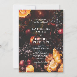 Invitación Oscuro Elegante Fruta Burdeos Malhumorado Boda
